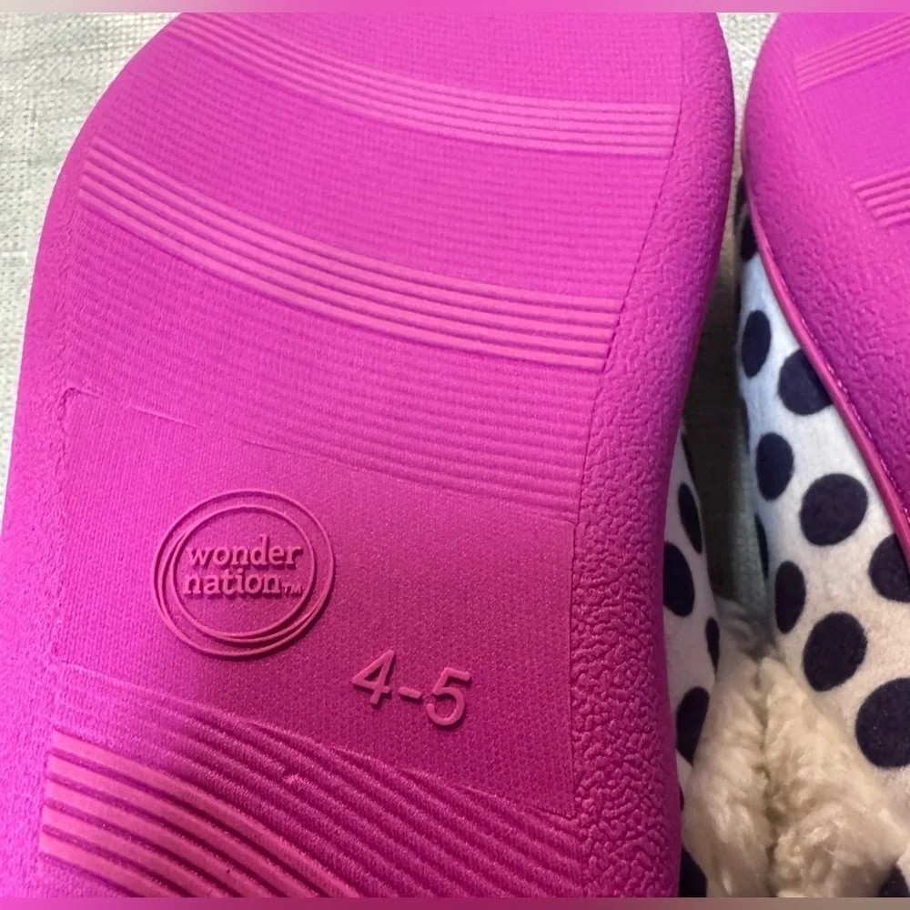 Wonder Nation Polka Dot Slippers with Pink Bow